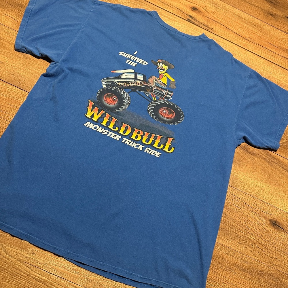 Gildan Blue Wildbull Monster Truck Ride T-Shirt Mens XL